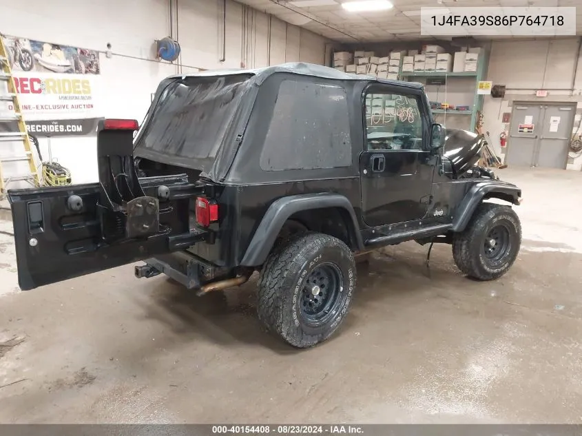 2006 Jeep Wrangler X VIN: 1J4FA39S86P764718 Lot: 40154408