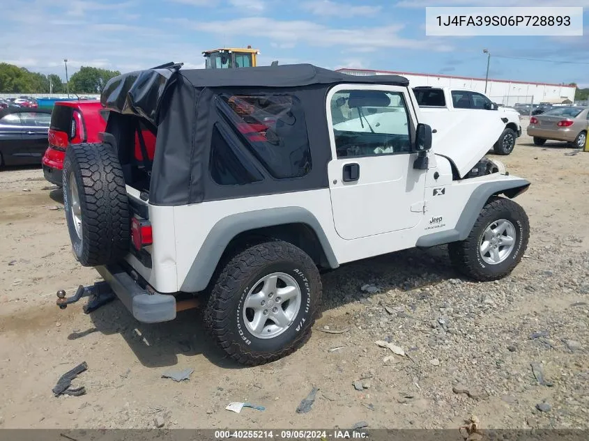 2006 Jeep Wrangler X VIN: 1J4FA39S06P728893 Lot: 40255214