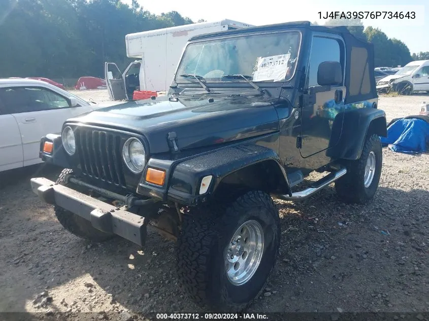 2006 Jeep Wrangler X VIN: 1J4FA39S76P734643 Lot: 40373712