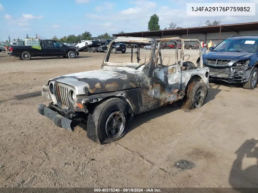 2006 Jeep Wrangler Se VIN: 1J4FA29176P759852 Lot: 40375240