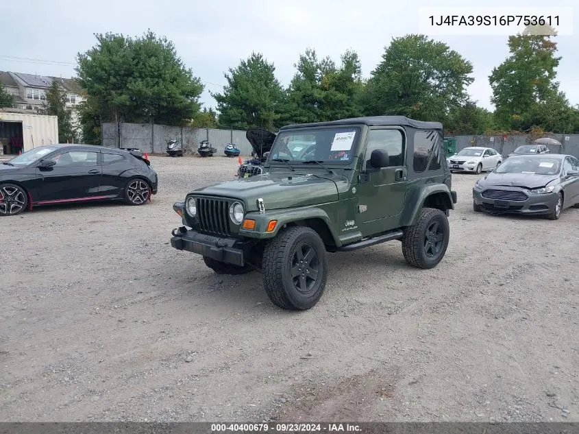 2006 Jeep Wrangler X VIN: 1J4FA39S16P753611 Lot: 40400679