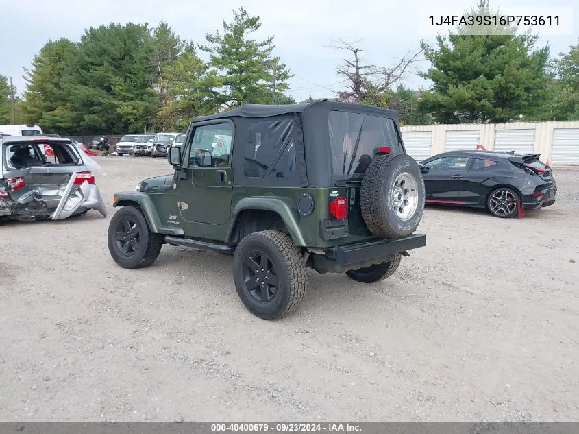 2006 Jeep Wrangler X VIN: 1J4FA39S16P753611 Lot: 40400679