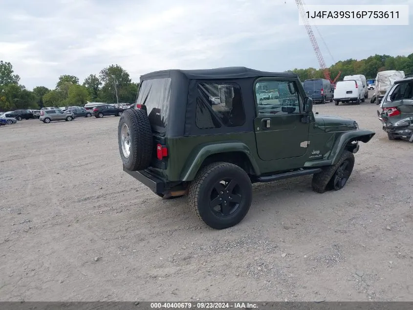 2006 Jeep Wrangler X VIN: 1J4FA39S16P753611 Lot: 40400679