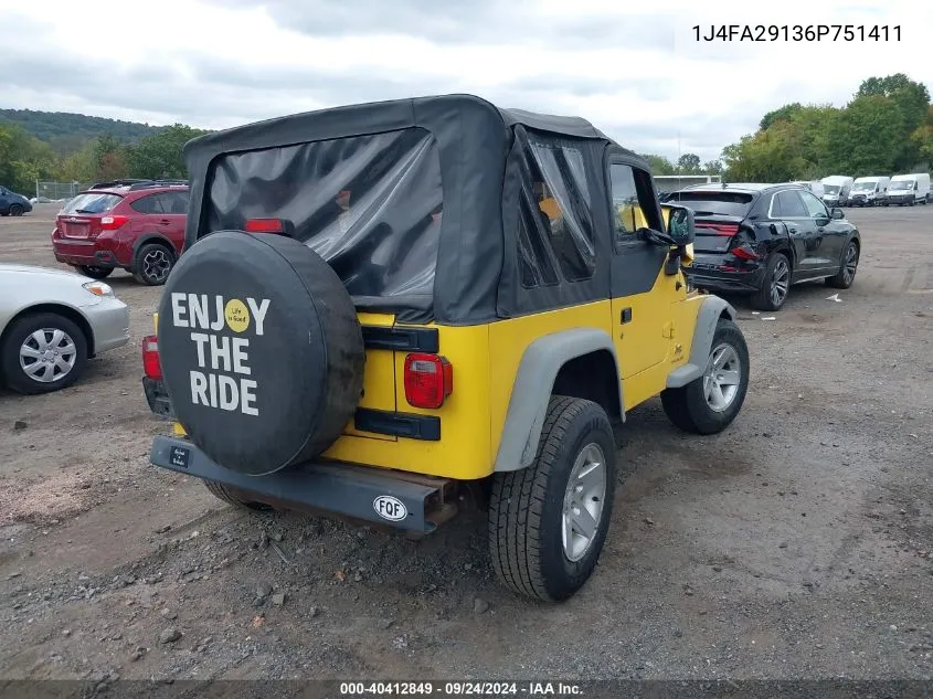 2006 Jeep Wrangler Se VIN: 1J4FA29136P751411 Lot: 40412849