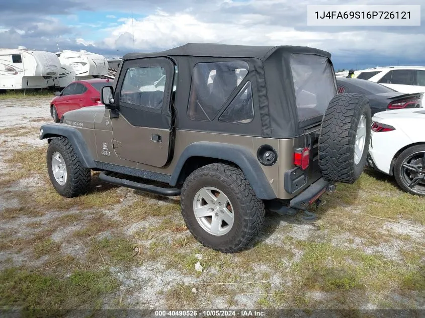 2006 Jeep Wrangler / Tj Rubicon VIN: 1J4FA69S16P726121 Lot: 40490526