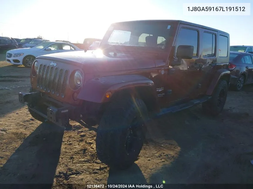 2007 Jeep Wrangler Unlimited Sahara VIN: 1J8GA59167L191512 Lot: 12136472