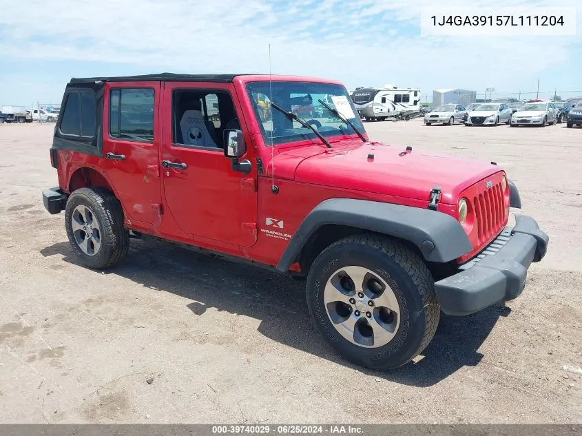 2007 Jeep Wrangler Unlimited X VIN: 1J4GA39157L111204 Lot: 39740029