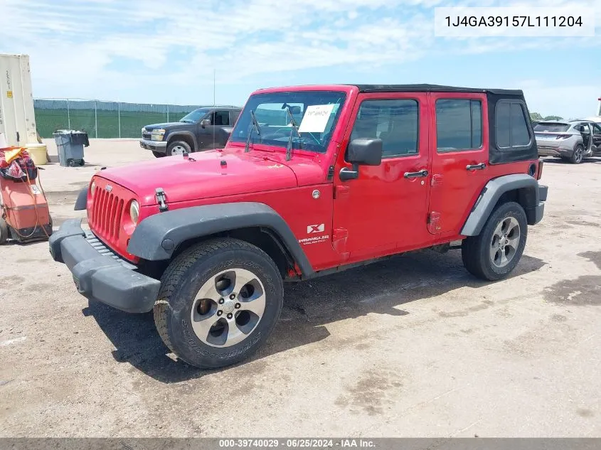 2007 Jeep Wrangler Unlimited X VIN: 1J4GA39157L111204 Lot: 39740029