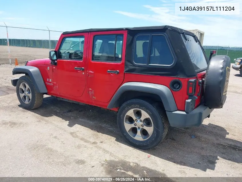 2007 Jeep Wrangler Unlimited X VIN: 1J4GA39157L111204 Lot: 39740029