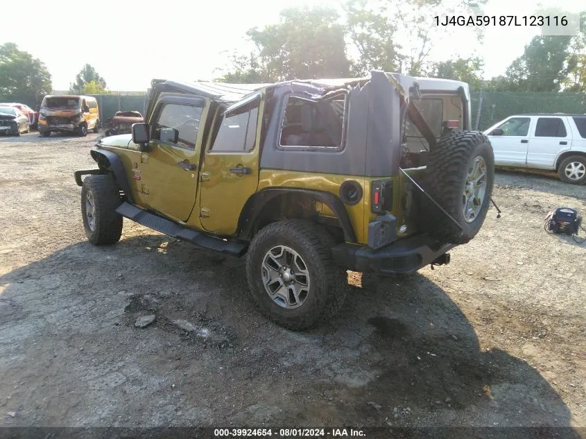 1J4GA59187L123116 2007 Jeep Wrangler Unlimited Sahara