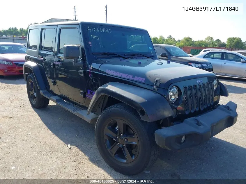 2007 Jeep Wrangler Unlimited X VIN: 1J4GB39177L171840 Lot: 40160825