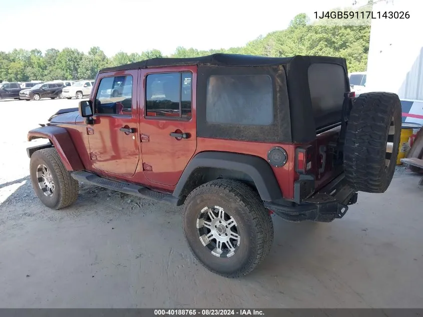 2007 Jeep Wrangler Unlimited Sahara VIN: 1J4GB59117L143026 Lot: 40188765