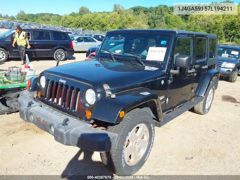 1J4GA59157L194211 2007 Jeep Wrangler Unlimited Sahara