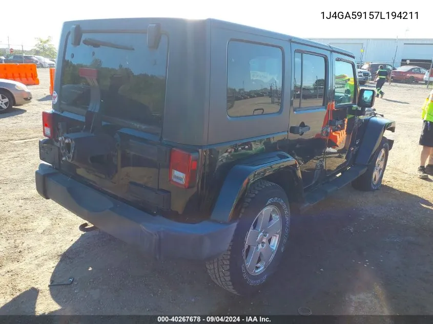 1J4GA59157L194211 2007 Jeep Wrangler Unlimited Sahara