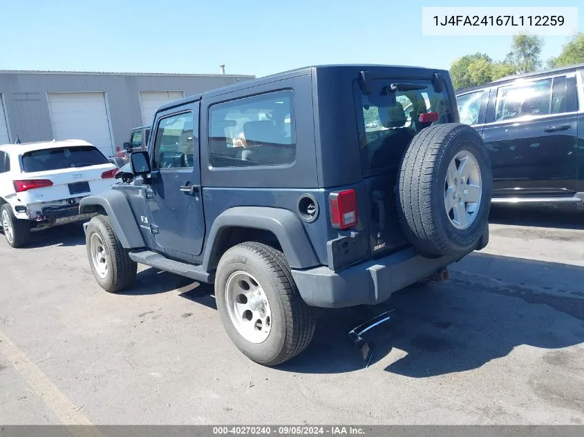 2007 Jeep Wrangler X VIN: 1J4FA24167L112259 Lot: 40270240