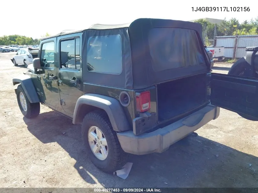 2007 Jeep Wrangler Unlimited X VIN: 1J4GB39117L102156 Lot: 40277453