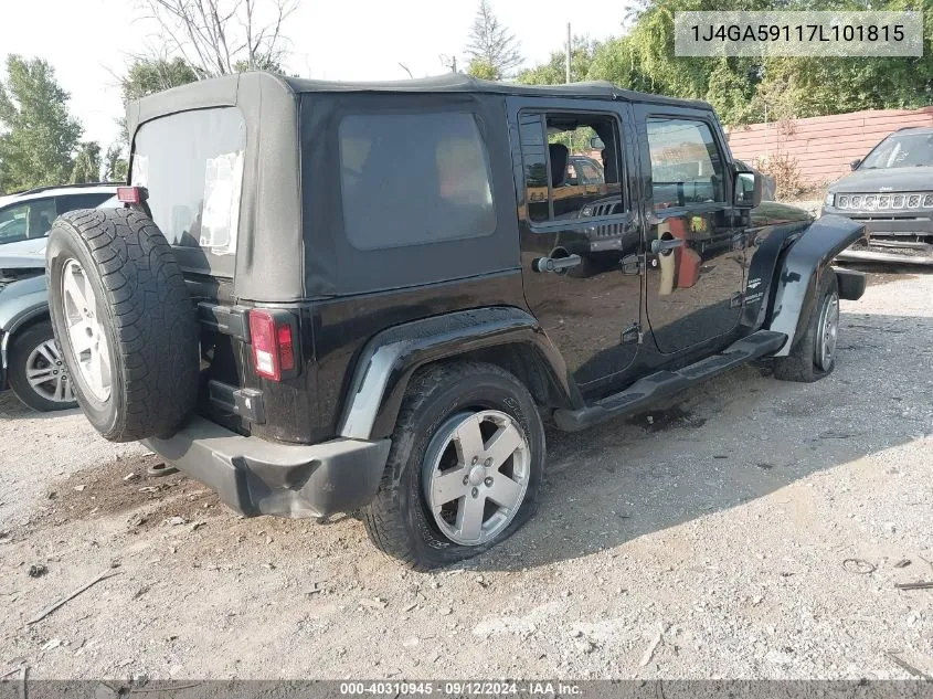 1J4GA59117L101815 2007 Jeep Wrangler Unlimited Sahara