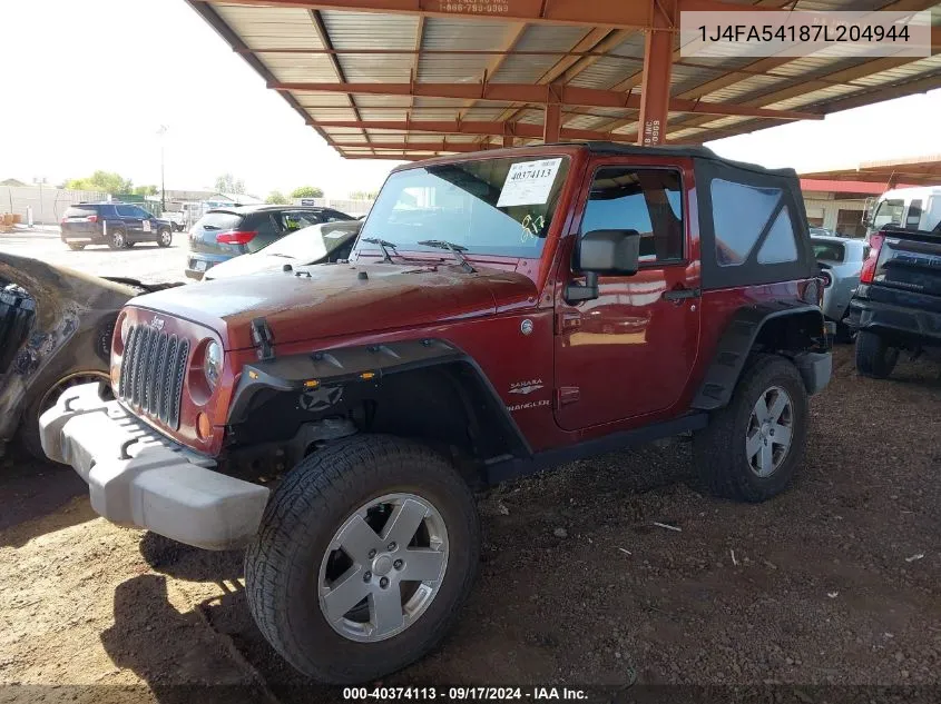 1J4FA54187L204944 2007 Jeep Wrangler Sahara