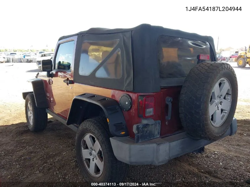 2007 Jeep Wrangler Sahara VIN: 1J4FA54187L204944 Lot: 40374113