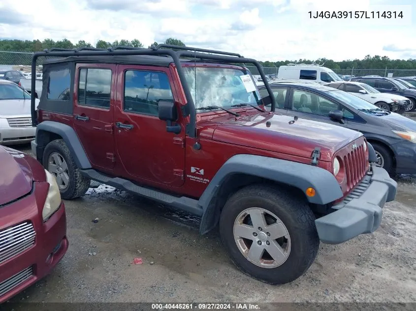 1J4GA39157L114314 2007 Jeep Wrangler Unlimited X