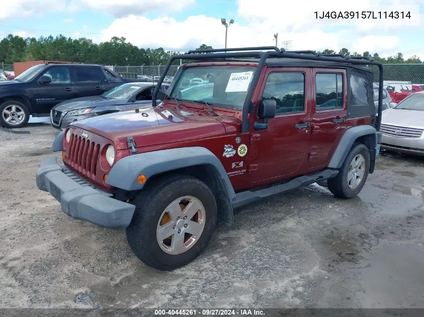 1J4GA39157L114314 2007 Jeep Wrangler Unlimited X