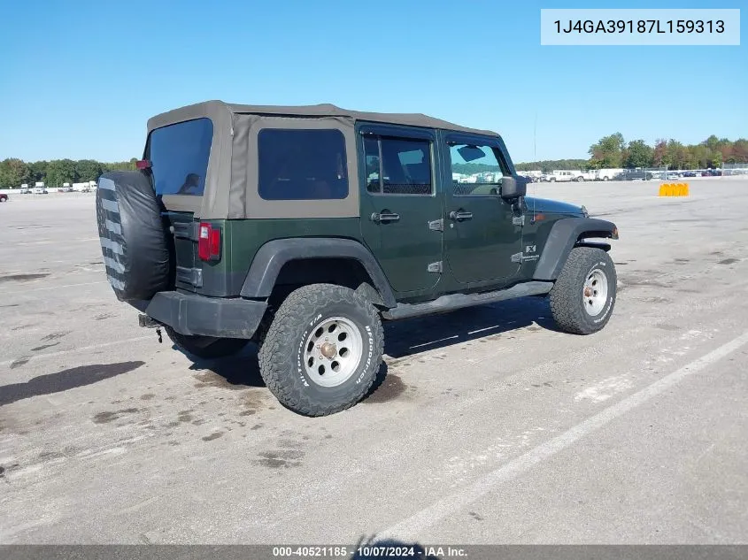 2007 Jeep Wrangler Unlimited X VIN: 1J4GA39187L159313 Lot: 40521185