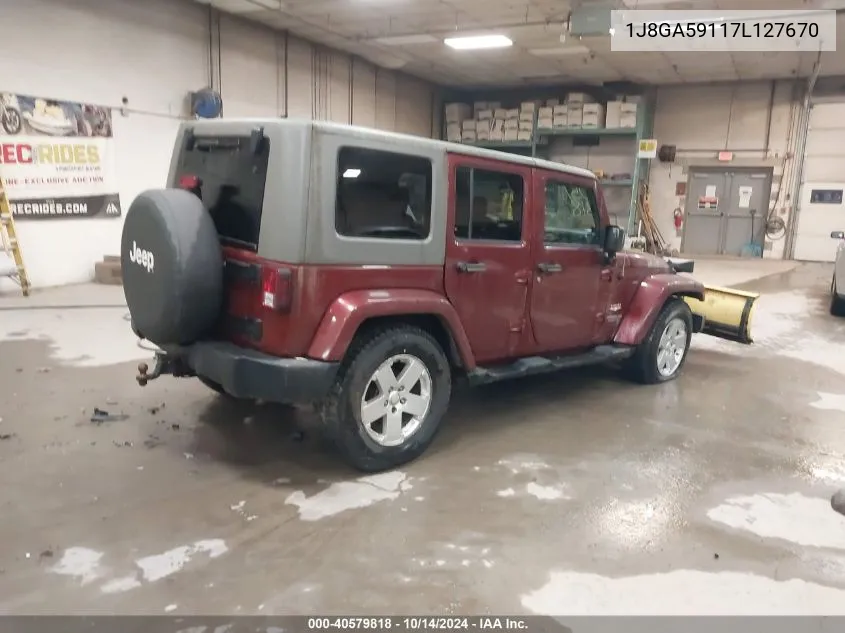 2007 Jeep Wrangler Unlimited Sahara VIN: 1J8GA59117L127670 Lot: 40579818