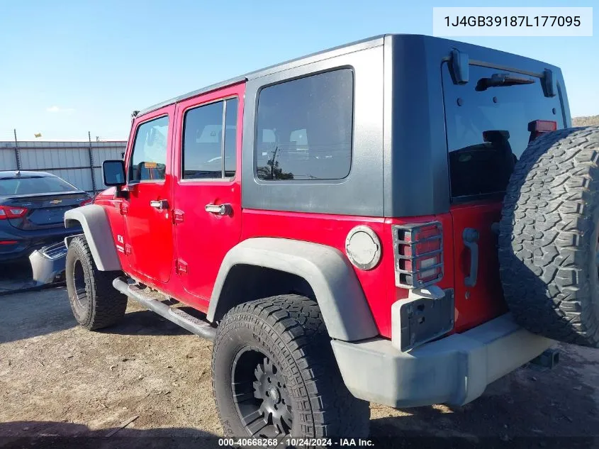 2007 Jeep Wrangler Unlimited X VIN: 1J4GB39187L177095 Lot: 40668268