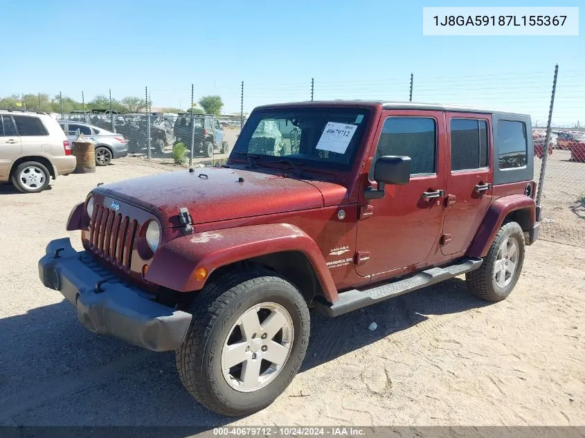 2007 Jeep Wrangler Unlimited Sahara VIN: 1J8GA59187L155367 Lot: 40679712