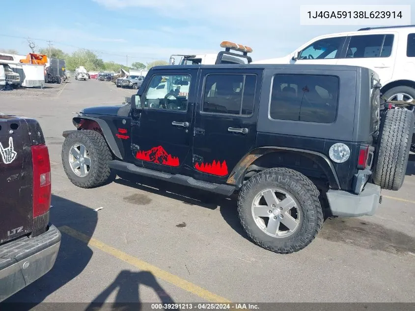 2008 Jeep Wrangler Unlimited Sahara VIN: 1J4GA59138L623914 Lot: 39291213