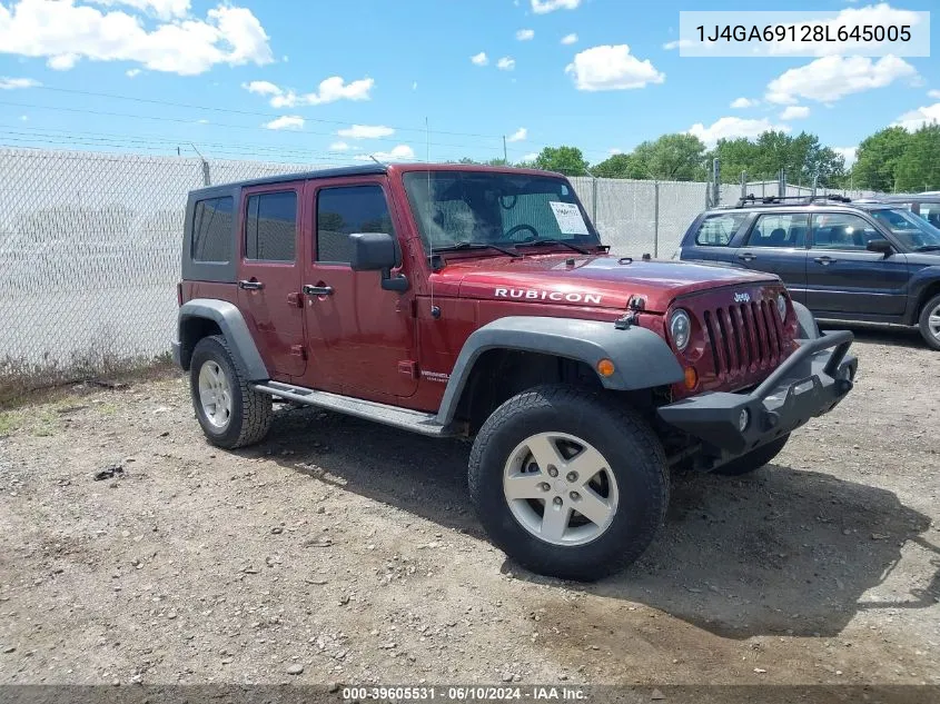 2008 Jeep Wrangler Unlimited Rubicon VIN: 1J4GA69128L645005 Lot: 39605531