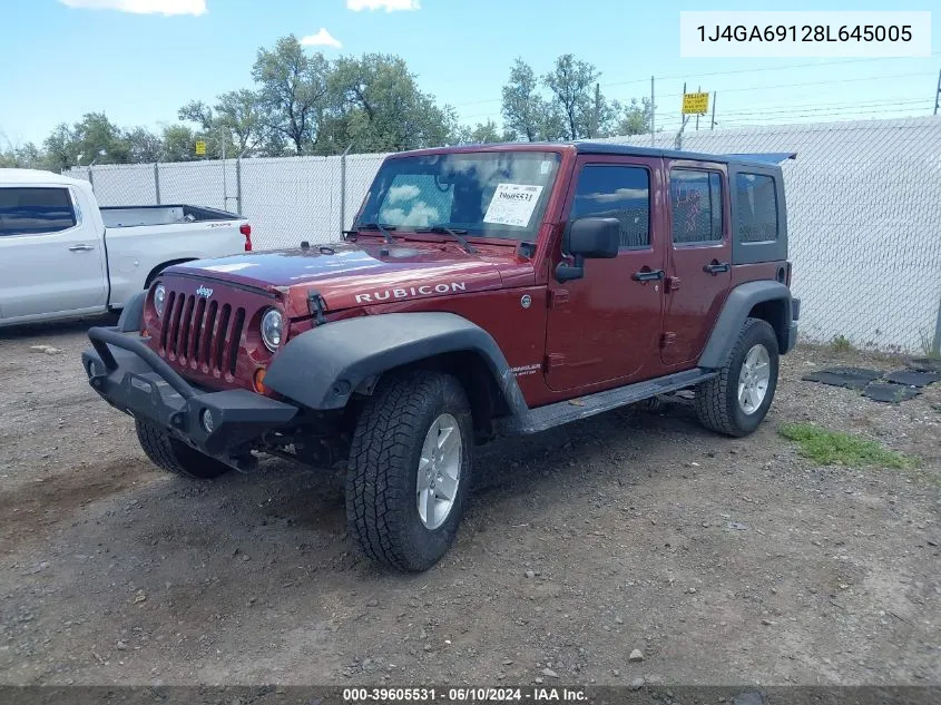 2008 Jeep Wrangler Unlimited Rubicon VIN: 1J4GA69128L645005 Lot: 39605531