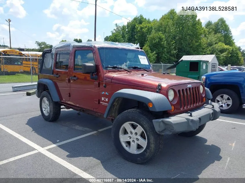 2008 Jeep Wrangler Unlimited X VIN: 1J4GA39138L528581 Lot: 40116887