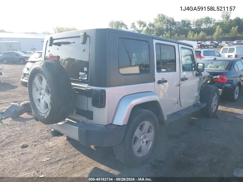 2008 Jeep Wrangler Unlimited Sahara VIN: 1J4GA59158L521157 Lot: 40182734