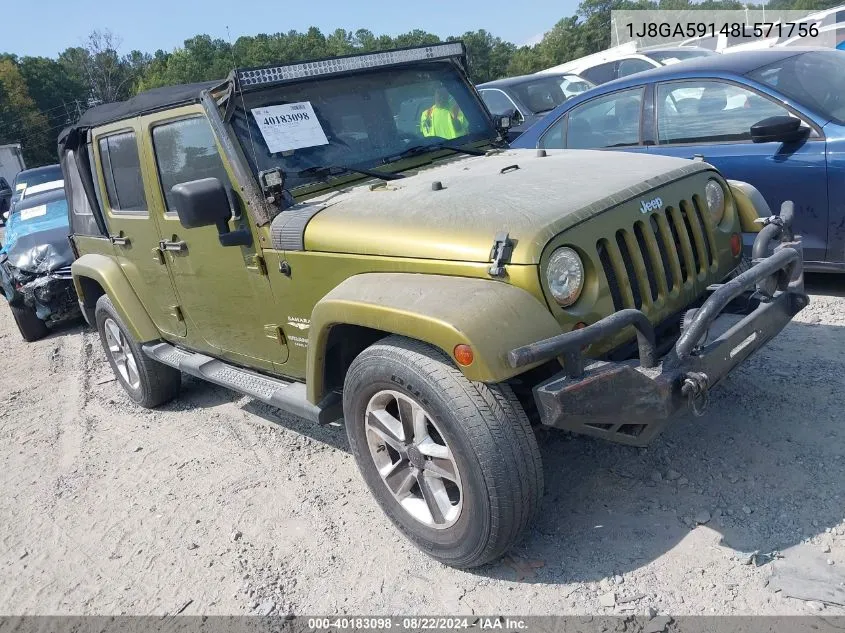 1J8GA59148L571756 2008 Jeep Wrangler Unlimited Sahara