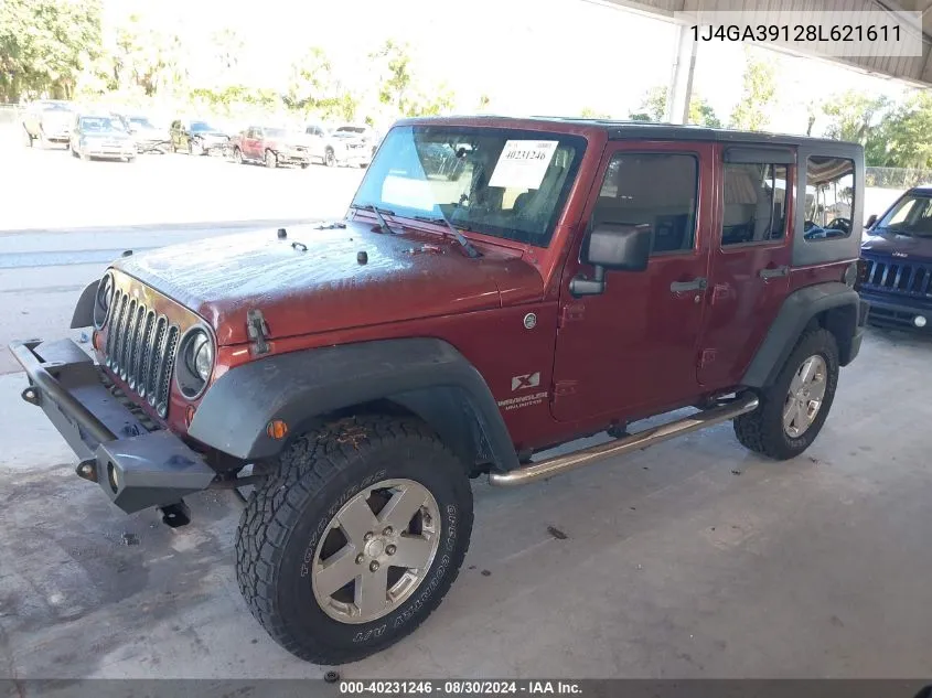 2008 Jeep Wrangler Unlimited X VIN: 1J4GA39128L621611 Lot: 40231246