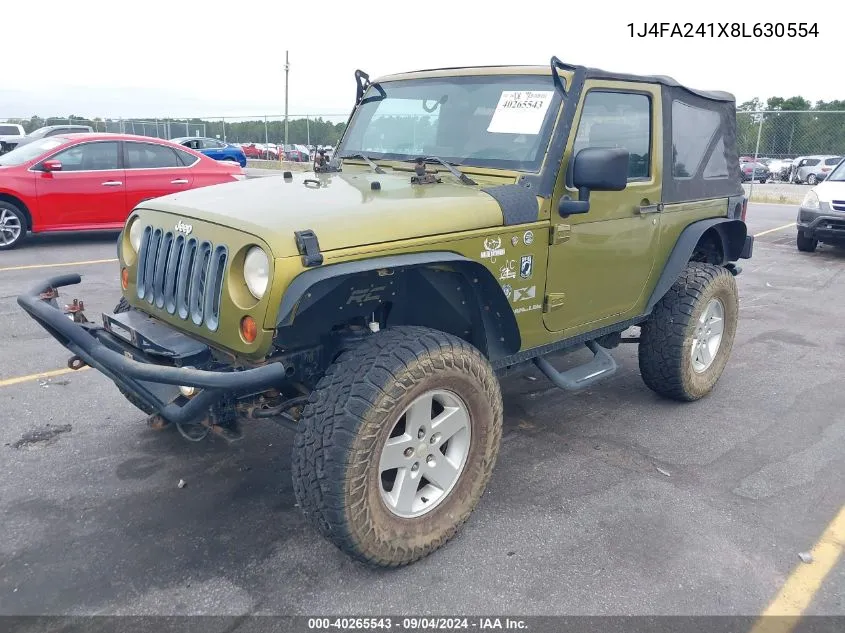 2008 Jeep Wrangler X VIN: 1J4FA241X8L630554 Lot: 40265543