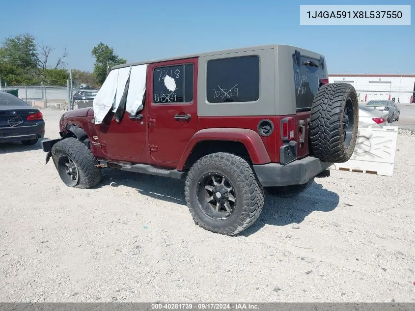 2008 Jeep Wrangler Unlimited Sahara VIN: 1J4GA591X8L537550 Lot: 40281739