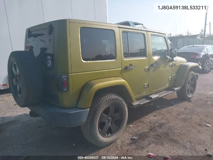 1J8GA59138L533211 2008 Jeep Wrangler Sahara