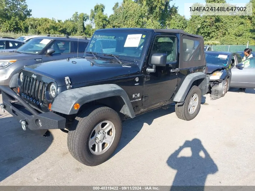 2008 Jeep Wrangler X VIN: 1J4FA24148L647902 Lot: 40319422