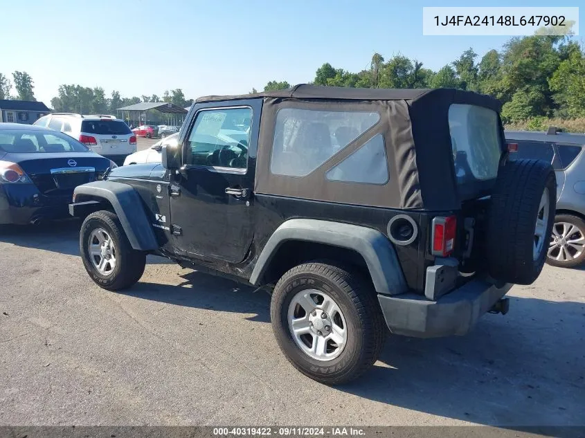 2008 Jeep Wrangler X VIN: 1J4FA24148L647902 Lot: 40319422