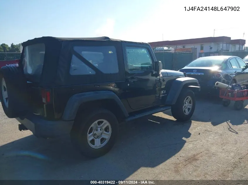 2008 Jeep Wrangler X VIN: 1J4FA24148L647902 Lot: 40319422