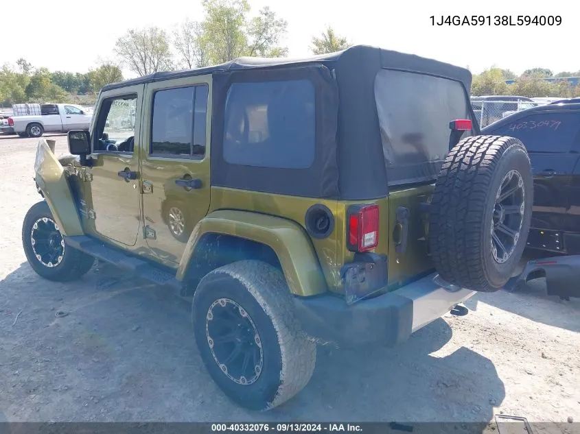 1J4GA59138L594009 2008 Jeep Wrangler Unlimited Sahara