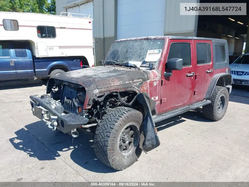 1J4GA39168L547724 2008 Jeep Wrangler Unlimited X