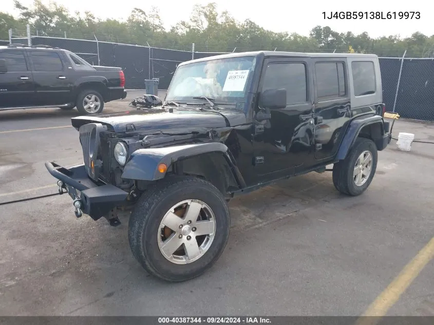 2008 Jeep Wrangler Unlimited Sahara VIN: 1J4GB59138L619973 Lot: 40387344