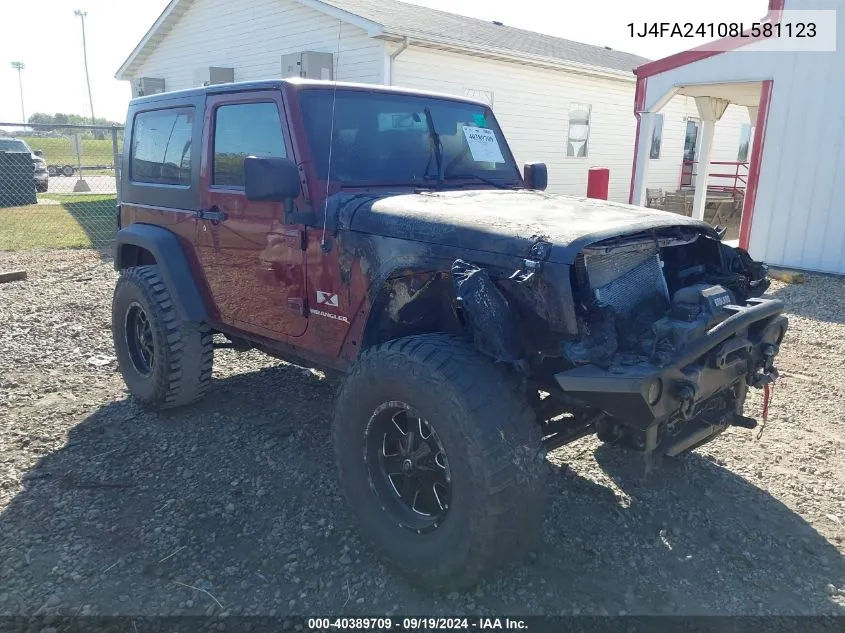 2008 Jeep Wrangler X VIN: 1J4FA24108L581123 Lot: 40389709