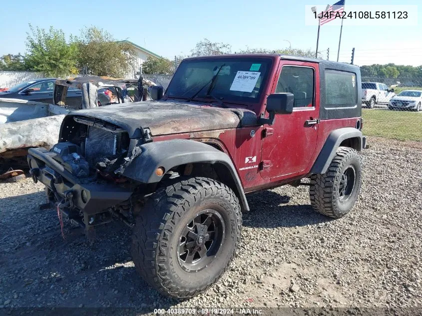 2008 Jeep Wrangler X VIN: 1J4FA24108L581123 Lot: 40389709