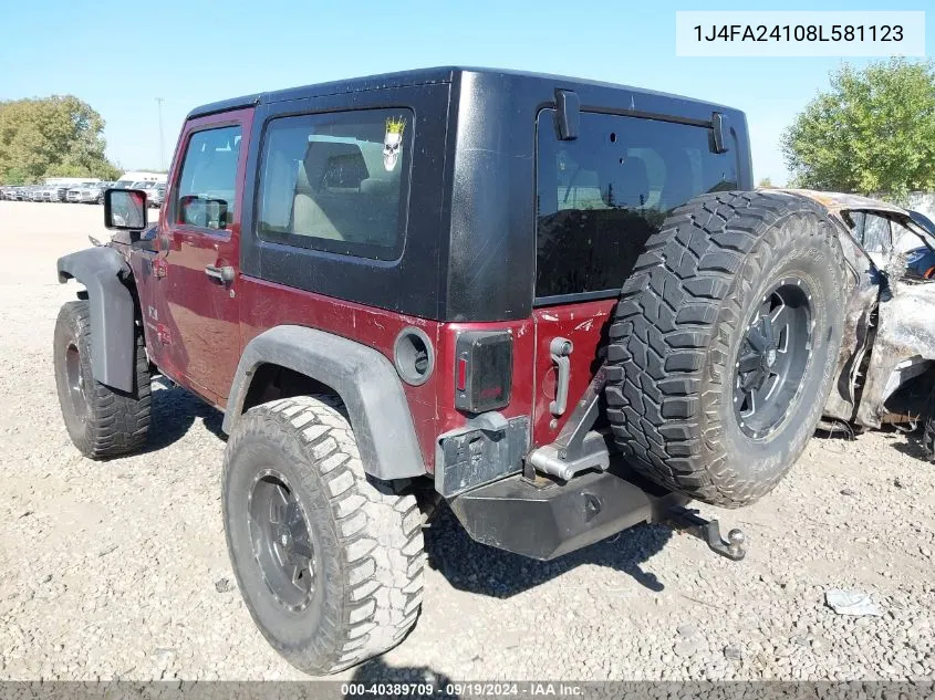 2008 Jeep Wrangler X VIN: 1J4FA24108L581123 Lot: 40389709