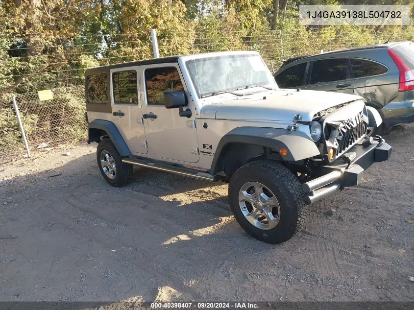 2008 Jeep Wrangler Unlimited X VIN: 1J4GA39138L504782 Lot: 40398407