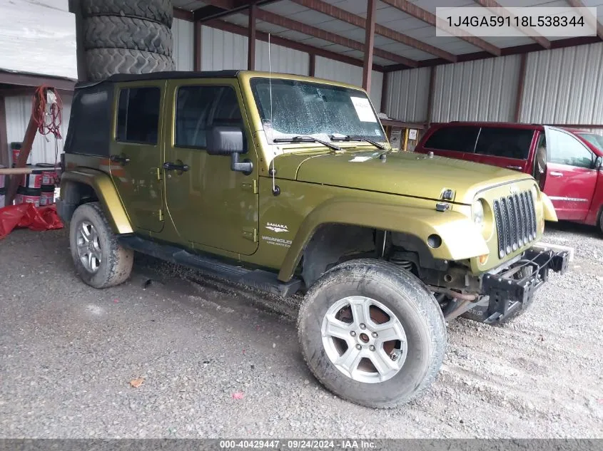 2008 Jeep Wrangler Unlimited Sahara VIN: 1J4GA59118L538344 Lot: 40429447